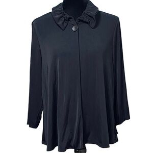 Chico’s Easywear Black Wire Collar Cardigan Size 1 Medium Minimalist Whimsigoth